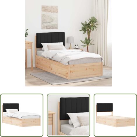 Estructura de cama -  Estructura de Cama con Cabecera Tapizada Negro 90 x 200 cm
