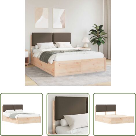 Estructura de cama -  Estructura de Cama con Cabecera Tapizada Taupé 135 x 190 cm