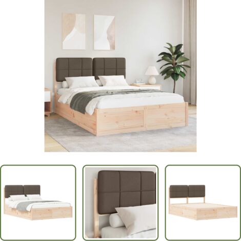 Estructura de cama -  Estructura de Cama con Cabecera Tapizada Taupé 135 x 190 cm