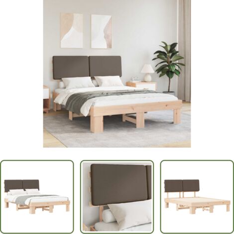 Estructura de cama -  Estructura de Cama con Cabecera Tapizada Taupé 135 x 190 cm