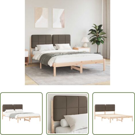Estructura de cama -  Estructura de Cama con Cabecera Tapizada Taupé 135 x 190 cm