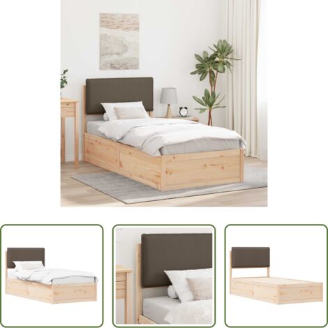 Estructura de cama -  Estructura de Cama con Cabecera Tapizada Taupé 75 x 190 cm