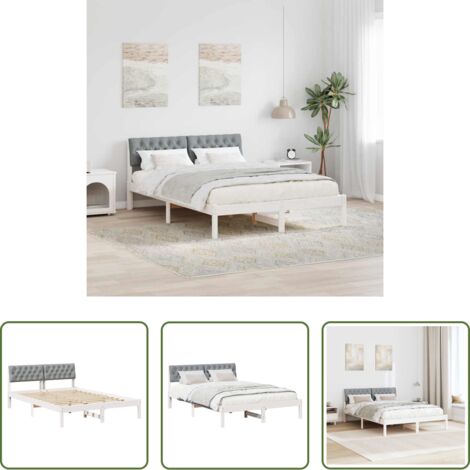 Estructura de cama -  Estructura de cama con cabecera y gris claro 135 x 190 cm