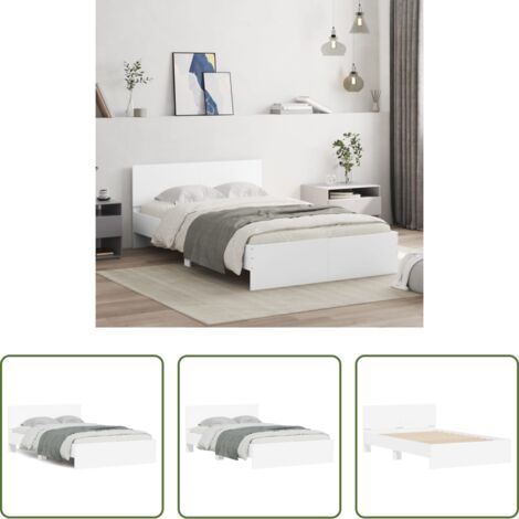 Estructura de cama -  Estructura de cama con cabecero blanca 120x190 cm