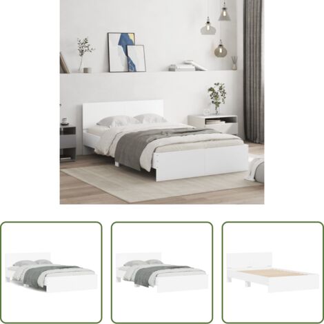 Estructura de cama -  Estructura de cama con cabecero blanca 135x190 cm