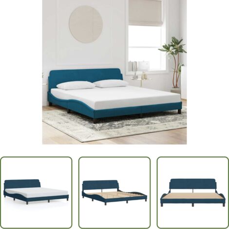 Estructura de cama -  Estructura de cama con cabecero Dover terciopelo azul 180x200 cm