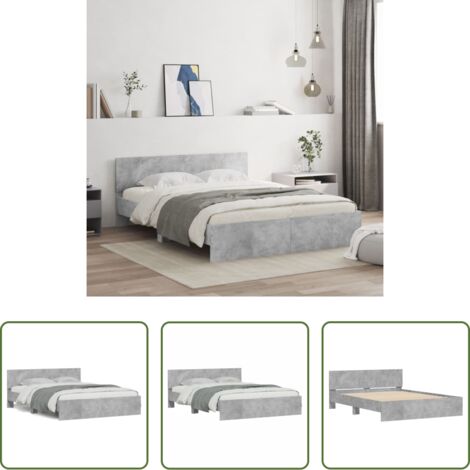 Estructura de cama -  Estructura de cama con cabecero gris hormigón 150x200 cm