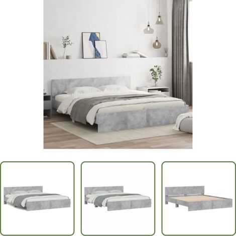 Estructura de cama -  Estructura de cama con cabecero gris hormigón 160x200 cm