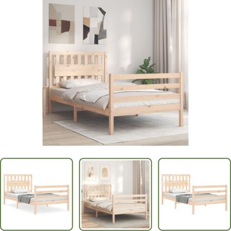Estructura de cama -  Estructura de cama con cabecero madera maciza 100x200 cm