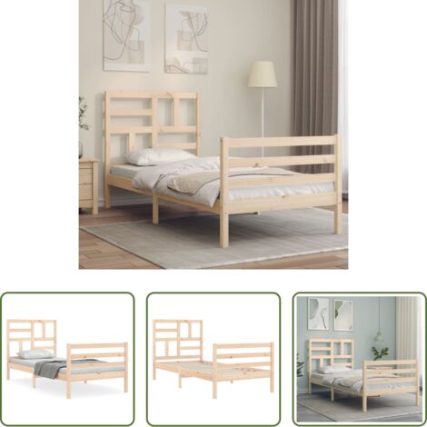 Estructura de cama -  Estructura de cama con cabecero madera maciza 100x200 cm