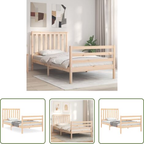 Estructura de cama -  Estructura de cama con cabecero madera maciza 100x200 cm
