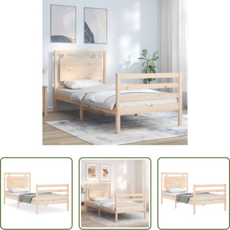 Estructura de cama -  Estructura de cama con cabecero madera maciza 100x200 cm