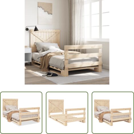 Estructura de cama -  Estructura de cama con cabecero madera maciza pino 100x200 cm