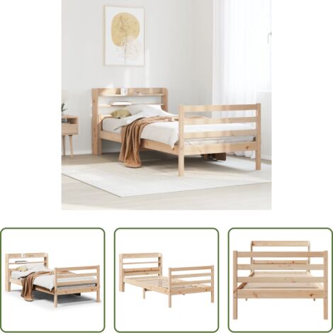 Estructura de cama -  Estructura de cama con cabecero madera maciza pino 100x200 cm