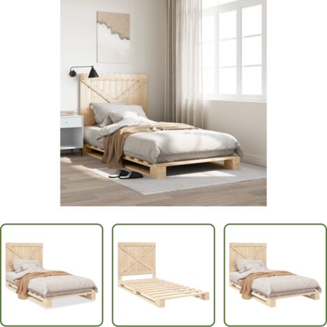 Estructura de cama -  Estructura de cama con cabecero madera maciza pino 100x200 cm