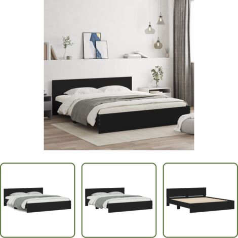 Estructura de cama -  Estructura de cama con cabecero negra 160x200 cm