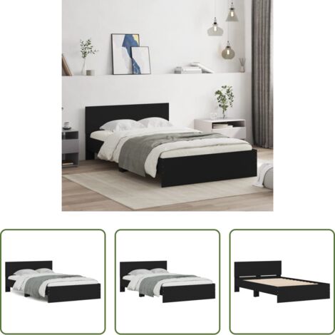 Estructura de cama -  Estructura de cama con cabecero negro 135x190 cm