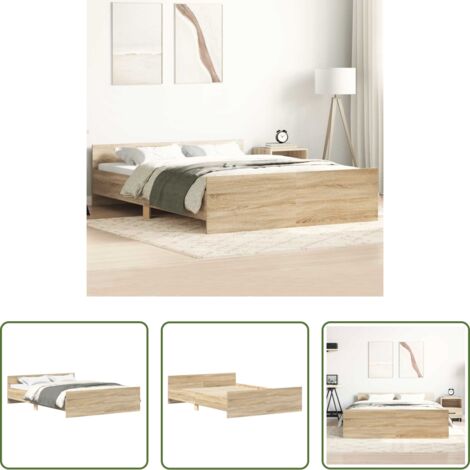 Estructura de cama -  Estructura de cama con cabecero piecero roble Sonoma 150x200 cm