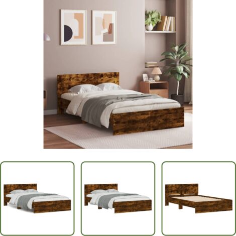 Estructura de cama -  Estructura de cama con cabecero roble ahumado 120x200 cm
