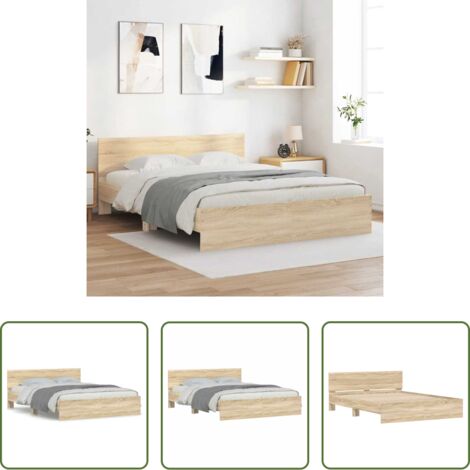 Estructura de cama -  Estructura de cama con cabecero roble Sonoma 140x200 cm