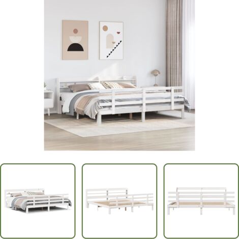 Estructura de cama -  Estructura de cama con cabecero sin colchón blanco 180x200 cm