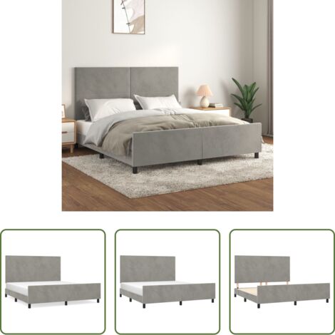 Estructura de cama -  Estructura de cama con cabecero terciopelo gris claro 180x200cm