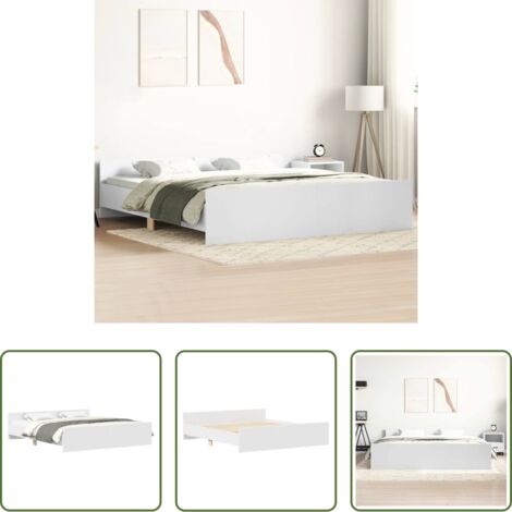 Estructura de cama -  Estructura de cama con cabecero y piecero blanco 180x200 cm