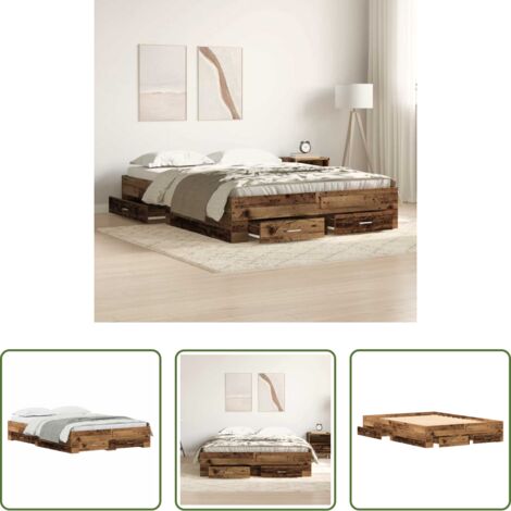 Estructura de cama -  Estructura de cama con cajón Madera Vieja 135 x 190 cm