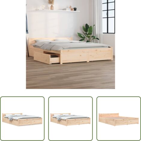Estructura de cama -  Estructura de cama con cajones 150x200 cm