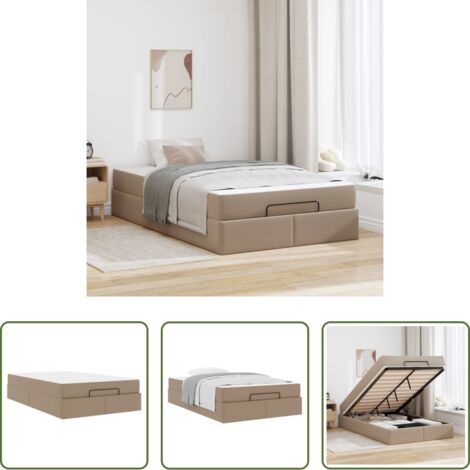 Estructura de cama -  Estructura de cama con colchón con colchón 2 pcs Canela PVC