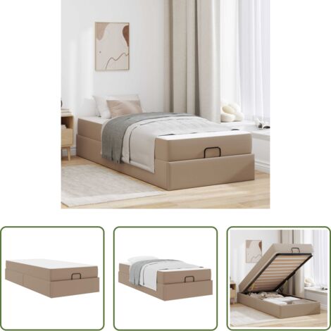 Estructura de cama -  Estructura de cama con colchón con colchón 2 pcs Canela PVC