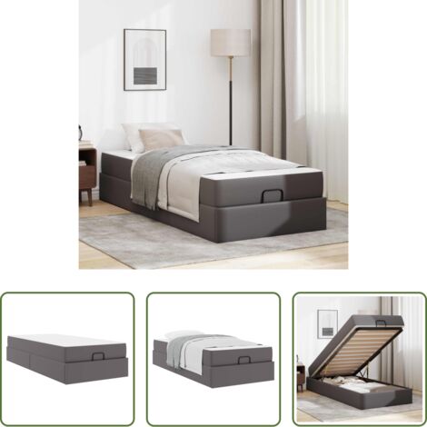 Estructura de cama -  Estructura de cama con colchón con colchón 2 pcs Gris PVC