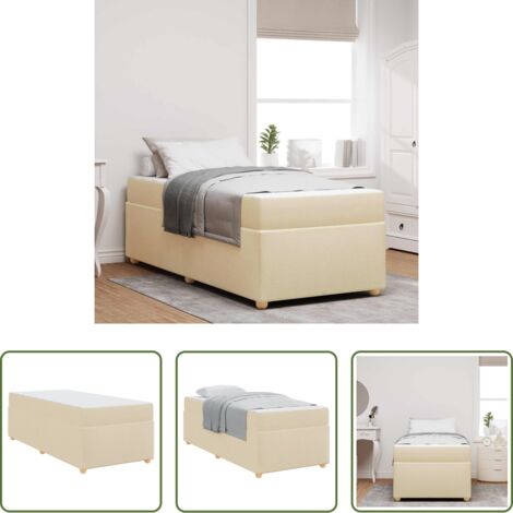 Estructura de cama -  Estructura de cama con colchón Crema 80 x 200 cm tela