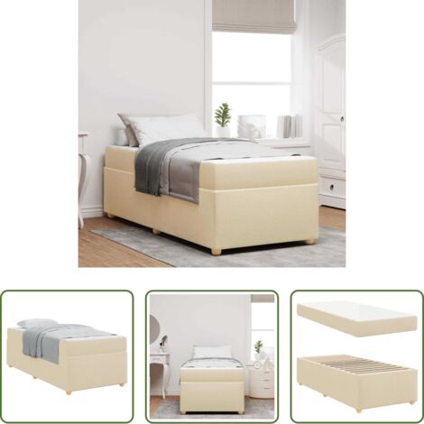 Estructura de cama -  Estructura de cama con colchón Crema 90 x 190 cm tela