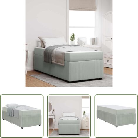 Estructura de cama -  Estructura de cama con colchón Gris Claro 90 x 190 cm tela