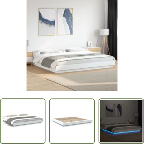 Estructura de cama -  Estructura de cama con LED madera ingeniería blanco 180x200 cm