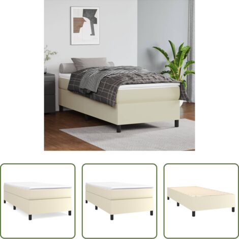Estructura de cama -  Estructura de cama con somier cuero sintético crema 80x200 cm