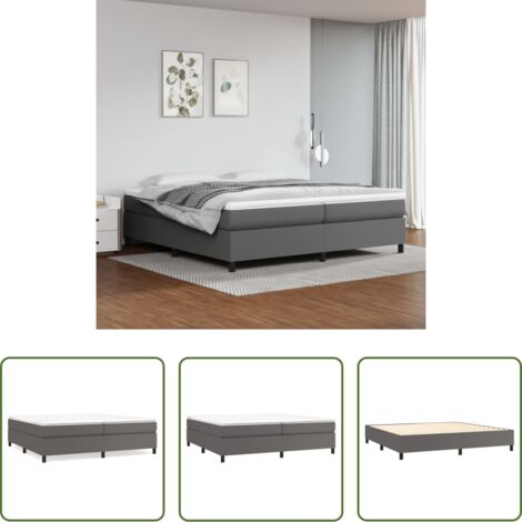 Estructura de cama -  Estructura de cama con somier cuero sintético gris 200x200 cm