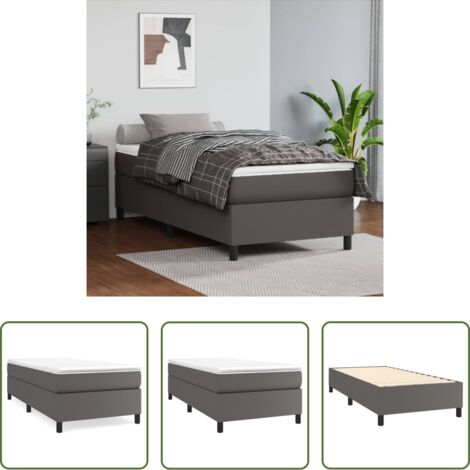 Estructura de cama -  Estructura de cama con somier cuero sintético gris 80x200 cm