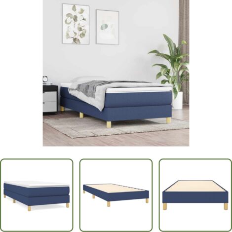 Estructura de cama -  Estructura de cama con somier tela azul 80x200 cm