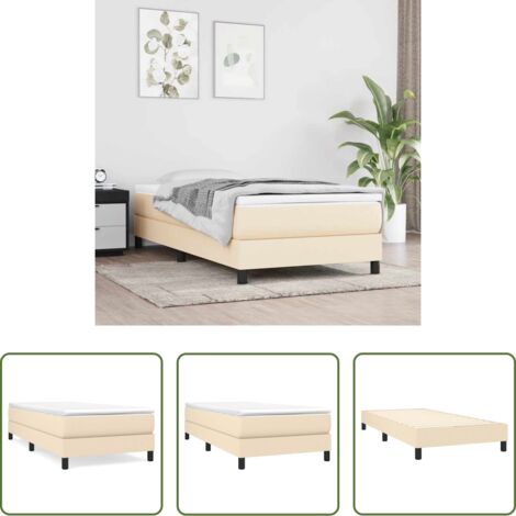 Estructura de cama -  Estructura de cama con somier tela crema 80x200 cm