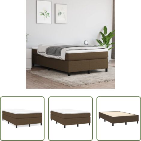 Estructura de cama -  Estructura de cama con somier tela marrón oscuro 120x200 cm