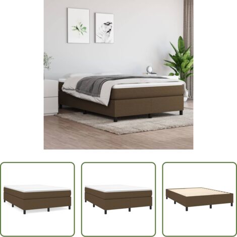 Estructura de cama -  Estructura de cama con somier tela marrón oscuro 140x190 cm