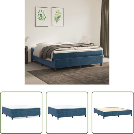 Estructura de cama -  Estructura de cama con somier terciopelo azul oscuro 160x200cm