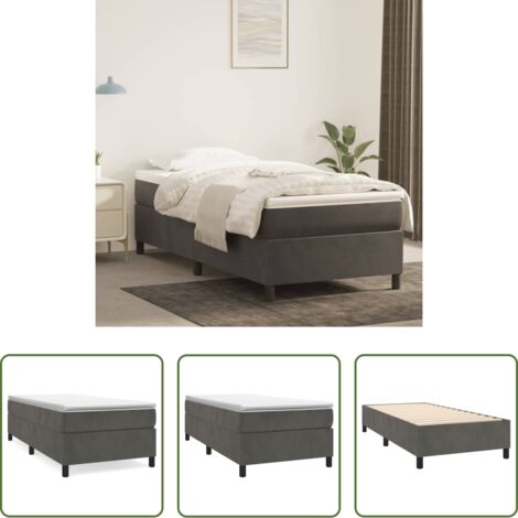 Estructura de cama -  Estructura de cama con somier terciopelo gris oscuro 90x200 cm