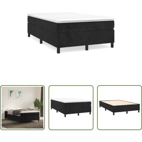 Estructura de cama -  Estructura de cama con somier terciopelo negro 120x200 cm
