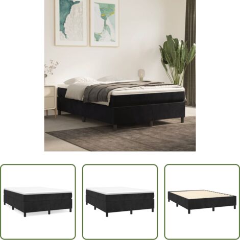 Estructura de cama -  Estructura de cama con somier terciopelo negro 140x190 cm