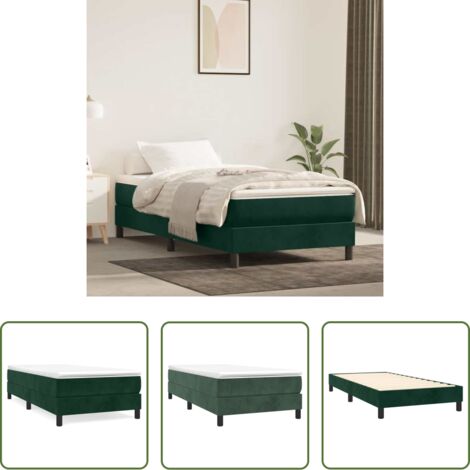 Estructura de cama -  Estructura de cama con somier terciopelo verde oscuro 80x200cm