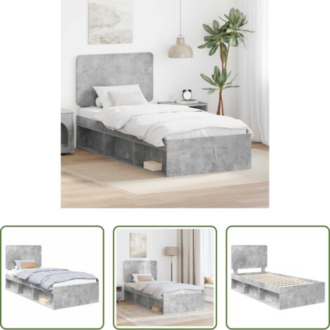 Estructura de cama -  Estructura de cama Concreto 90 x 200 cm Madera de pino macizo