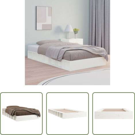 Estructura de cama -  Estructura de cama de madera maciza blanco 140x190 cm